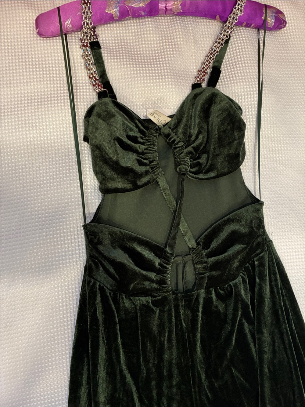 Dark Green Velvet Cutout jumpsuit 
Disco party